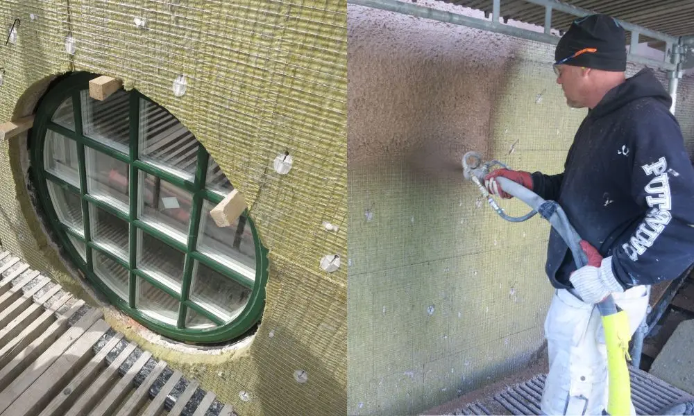 armering och nätning inför tjockputs vid tilläggsisolering