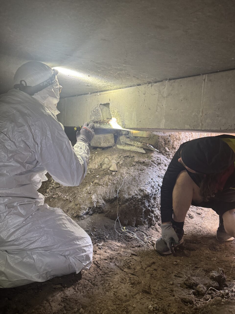 Undersökning av betongreprerationsbehov i en krypgrund i Dalby, Skåne.